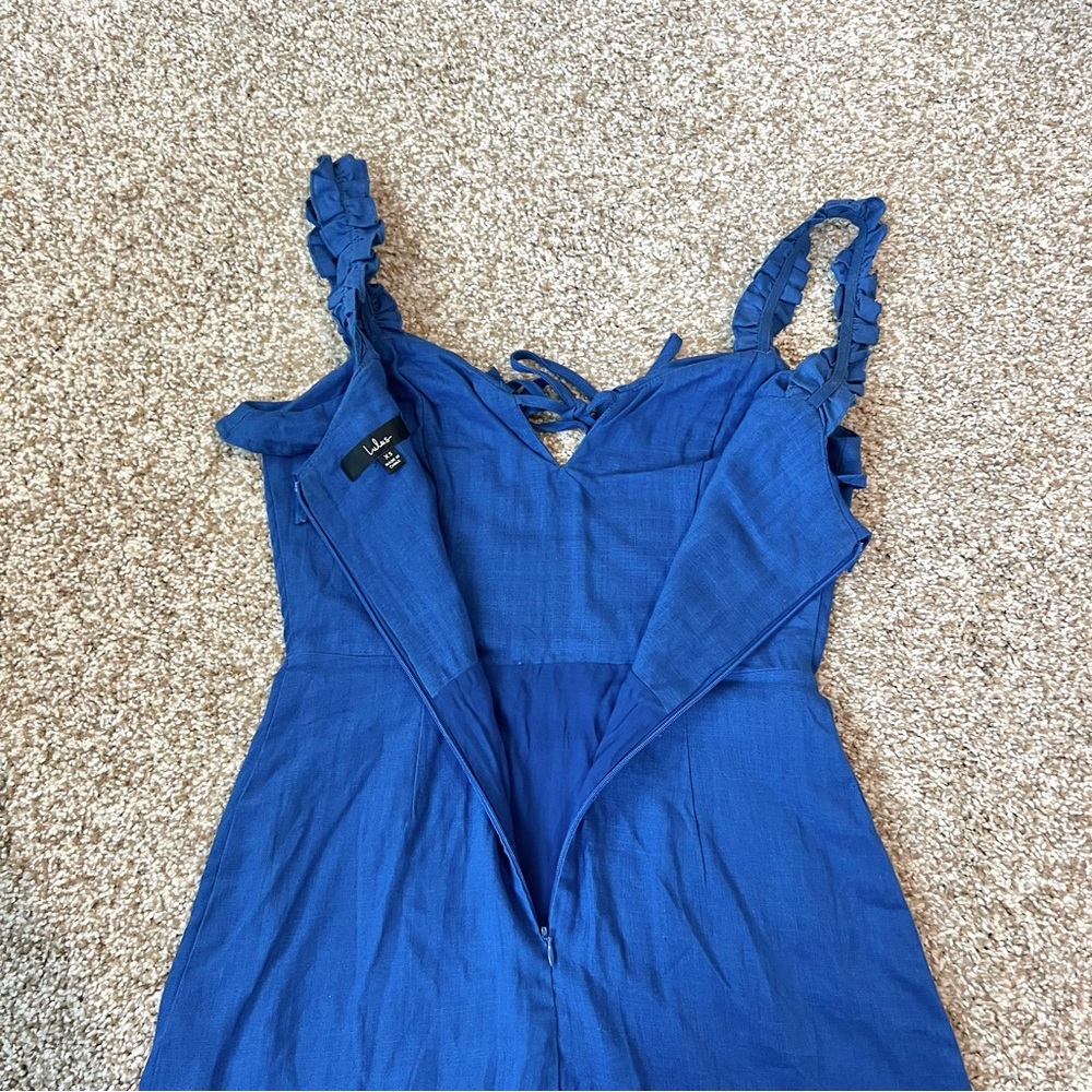 Lulus Days Like This Royal Blue Sleeveless Ruffled Linen Blend Mini Dress Sz XS - Picture 10 of 16
